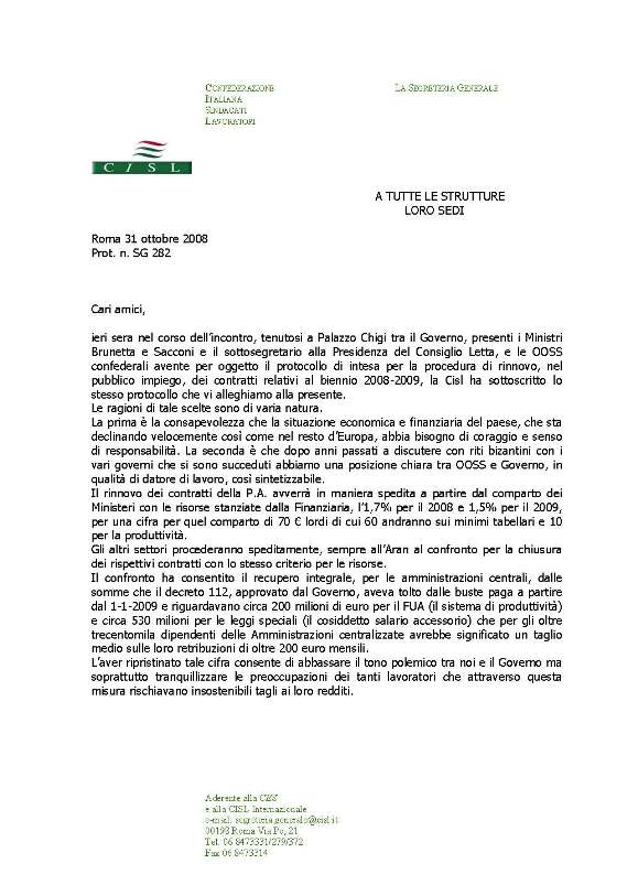 156 – Rinnovi Contrattuali – Documento di Raffaele Bonanni