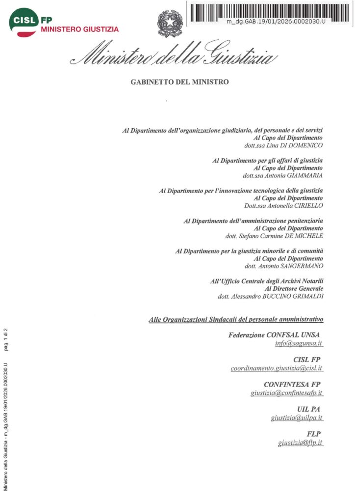 15 – PIANO ORGANIZZATIVO DEL LAVORO AGILE / PIANO TRIENNALE DEL FABBISOGNO DEL PERSONALE – CONVOCATE LE OO SS PER 22 GENNAIO 2026