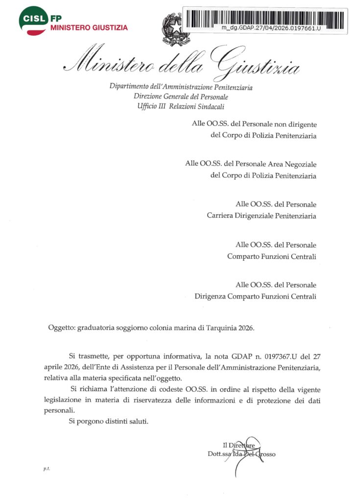 130 – EAP – GRADUATORIA SOGGIORNO COLONIA MARINA DI TARQUINIA 2026 – LA NOTA DELL’AMMINISTRAZIONE