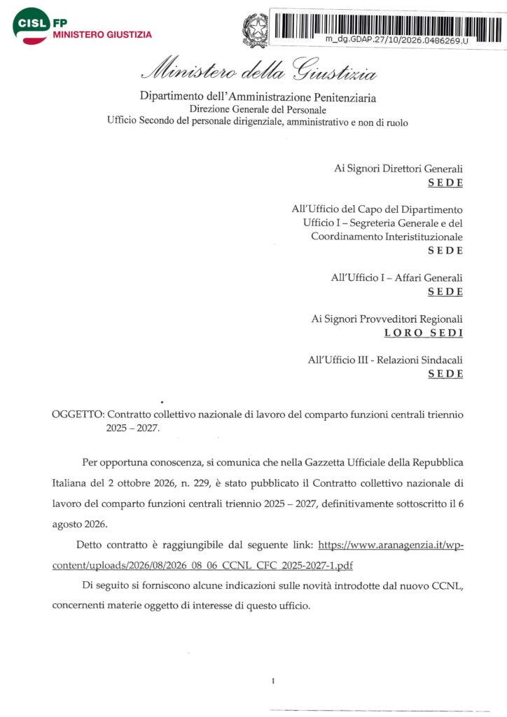 319 – CONTRATTO COLLETTIVO NAZIONALE DI LAVORO DEL COMPARTO FUNZIONI CENTRALI TRIENNIO 2025-2027 – LA PRINCIPALI NOVITÀ – LA NOTA ILLUSTRATIVA DEL DIPARTIMENTO